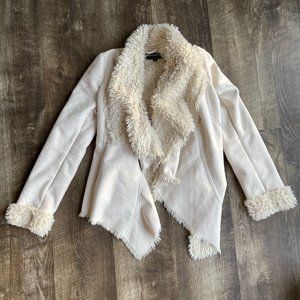 Women's Faux Fur collar micro suede jacket by Coffeeshop size small.